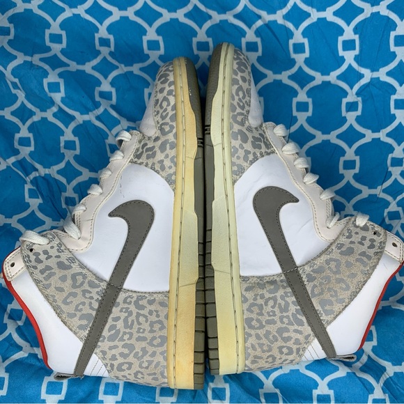 Nike Men’s size 7.5 Dunk high skinny leopard print white tan sail grey hi top og - Picture 7 of 11